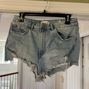 Zara Light Blue Distressed Jean Shorts